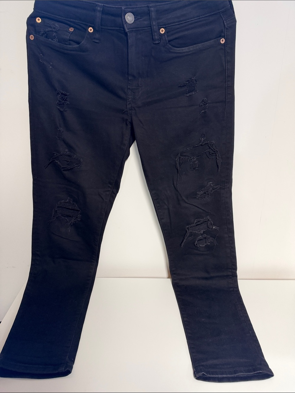 American Eagle Outfitters Men's Black Slim Ripped Jeans
